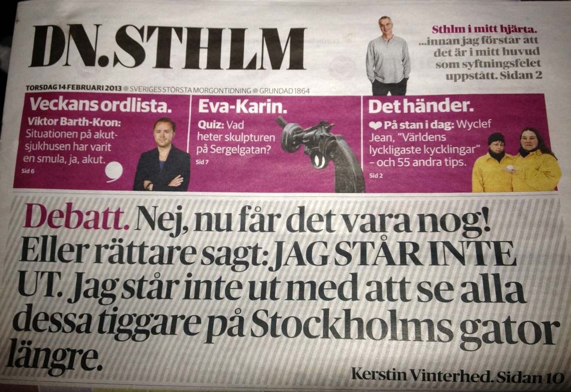 DN.STHLM Dagens Nyheter: Alla dessa tiggare, löpsedel